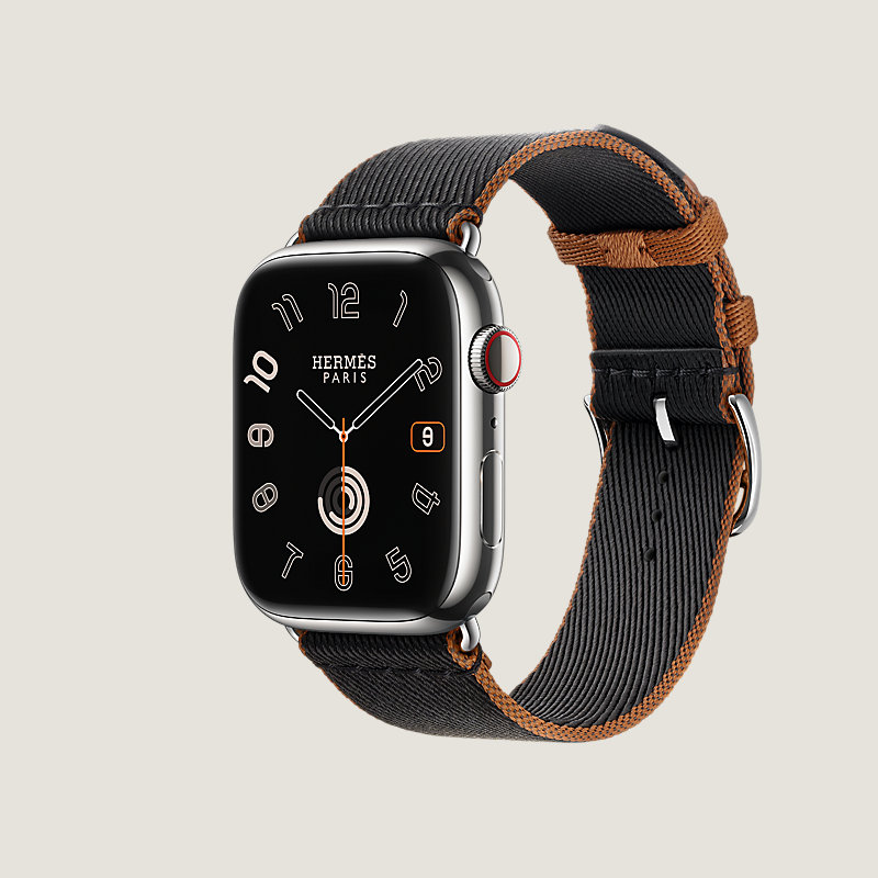 Series 9 case & Band Apple Watch Hermès Single Tour 45 mm Twill